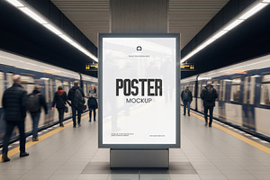 Station Subway Lightbox Poster Mock, an Advertising Mockup by graphypix