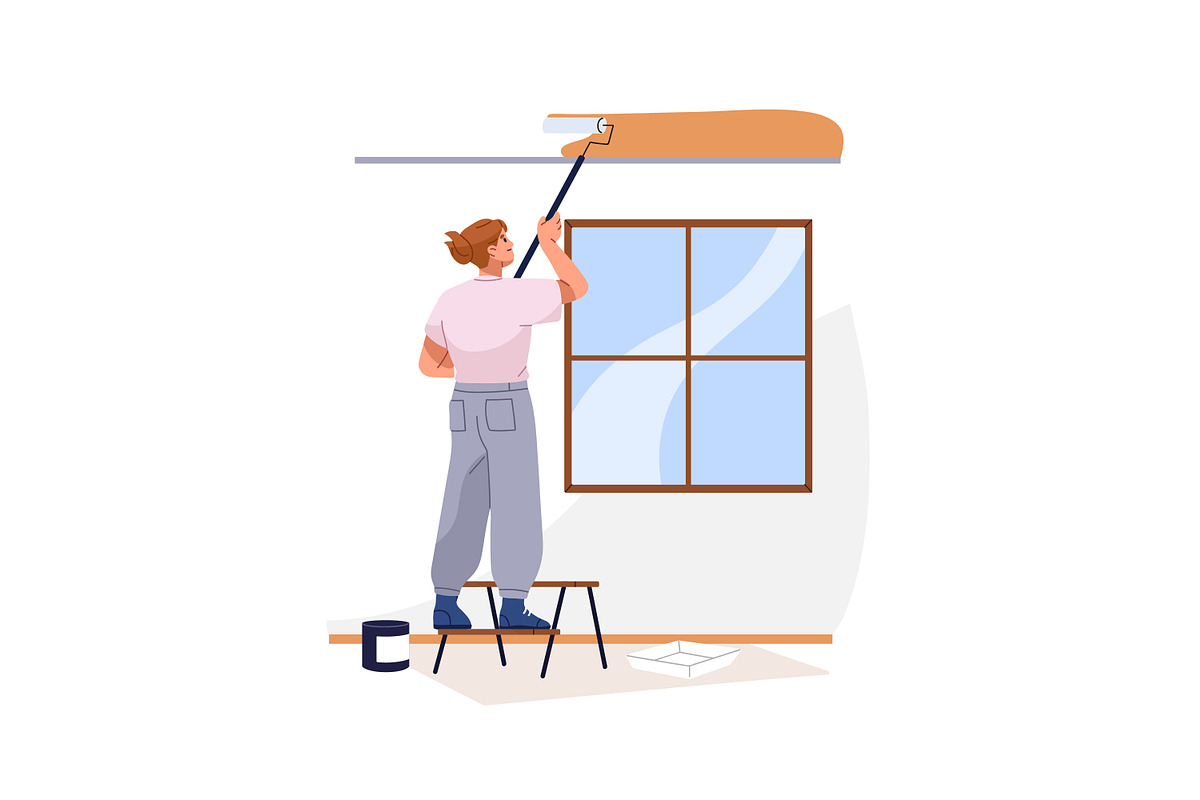 Workers repair houses set, a Person Illustration by PaperTrident (Photo 9 of 19)