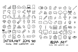 611 Doodle Line Icons Set