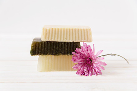 Hand made soap with flower, a Beauty & Fashion Photo by Kolomiyets Viktoriya