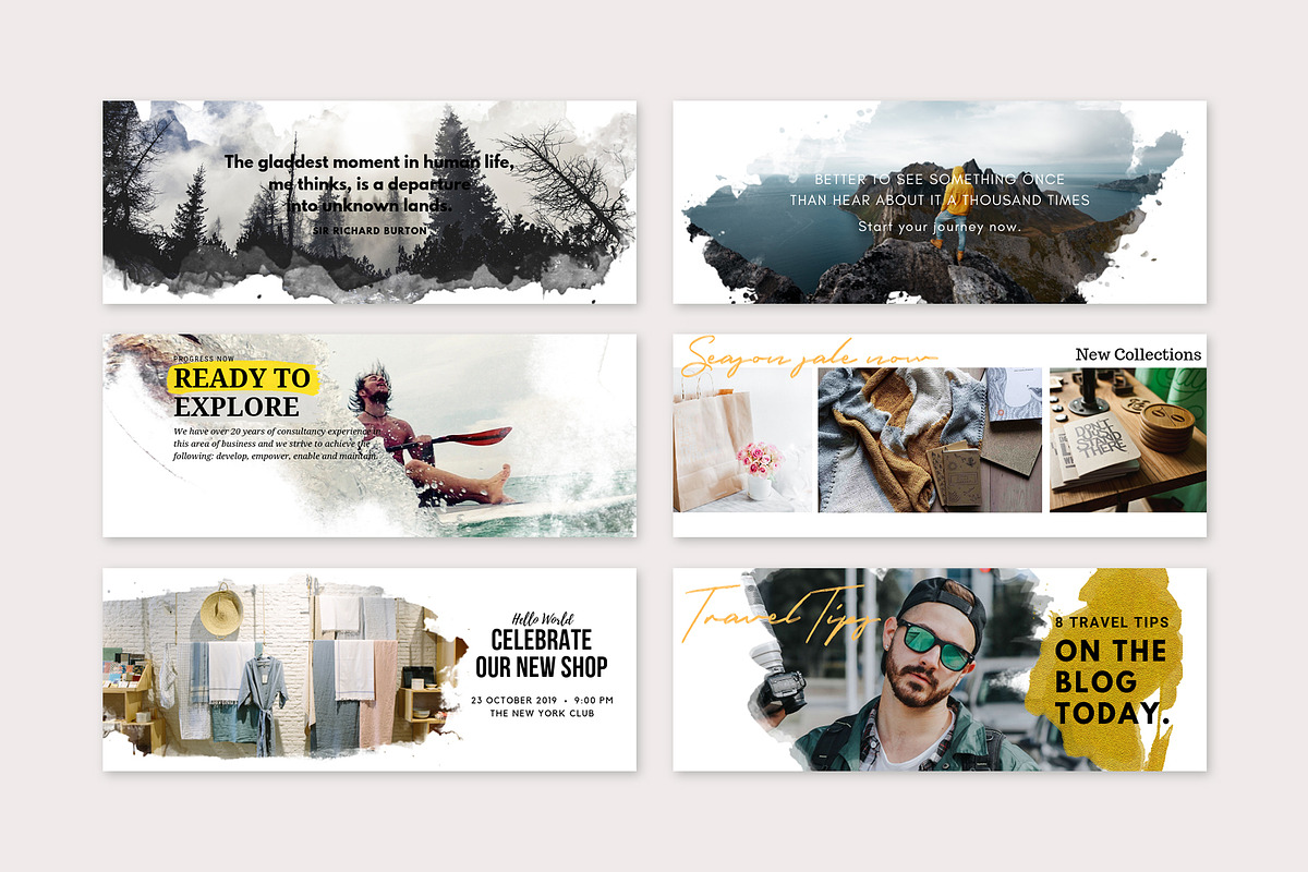 Facebook Covers Watercolor, a Social Media Template by Analogi Studio