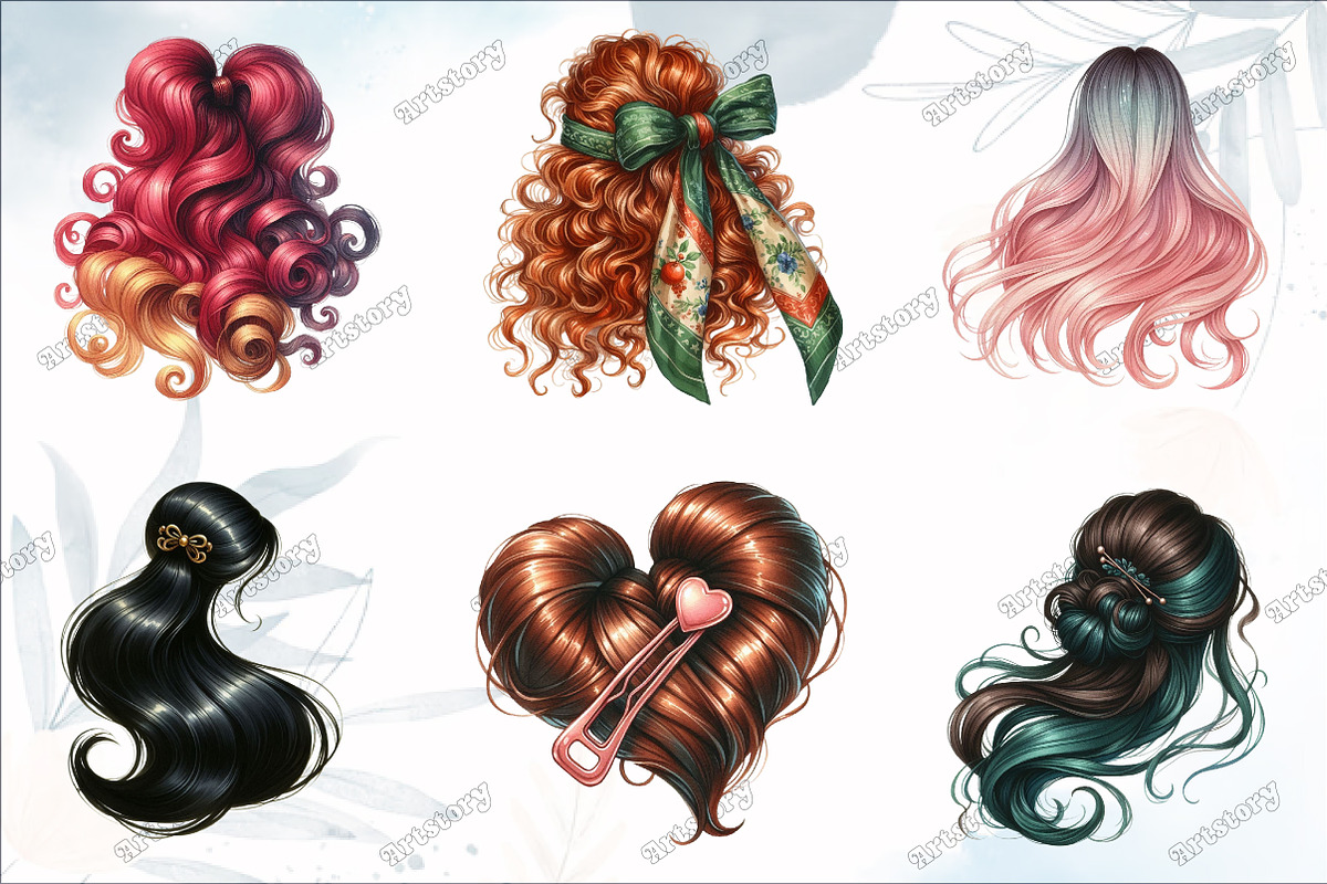Hair Clipart,Long Hair, Natural Hair, a Graphic by designcity5 (Photo 2 of 5)