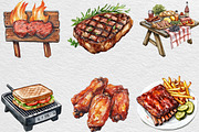 Watercolor BBQ Barbecue Clipart, an Illustration by Black Bird Studio (Thumbnail 6 of 6)