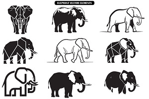 Elephant Vector Elements Bundle, an Animal Illustration by balal