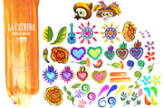 La Catrina, mexican fiesta clipart, a Decorative Illustration by CpandoShop (Thumbnail 2 of 6)