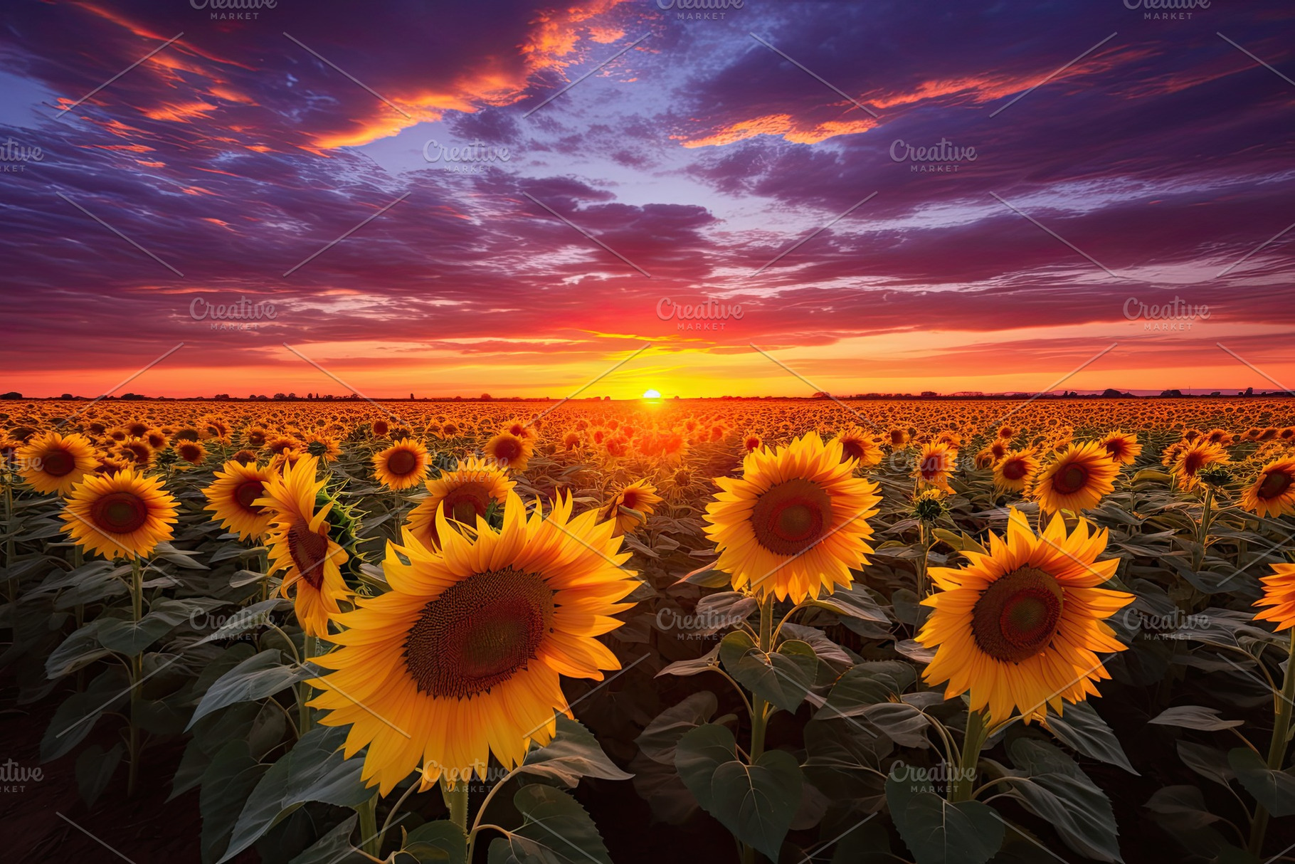 Sunflower field at sunset. Beautiful, a Photo by Iftikhar Alam