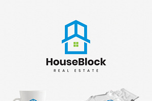 House In A Building Real Estate Logo