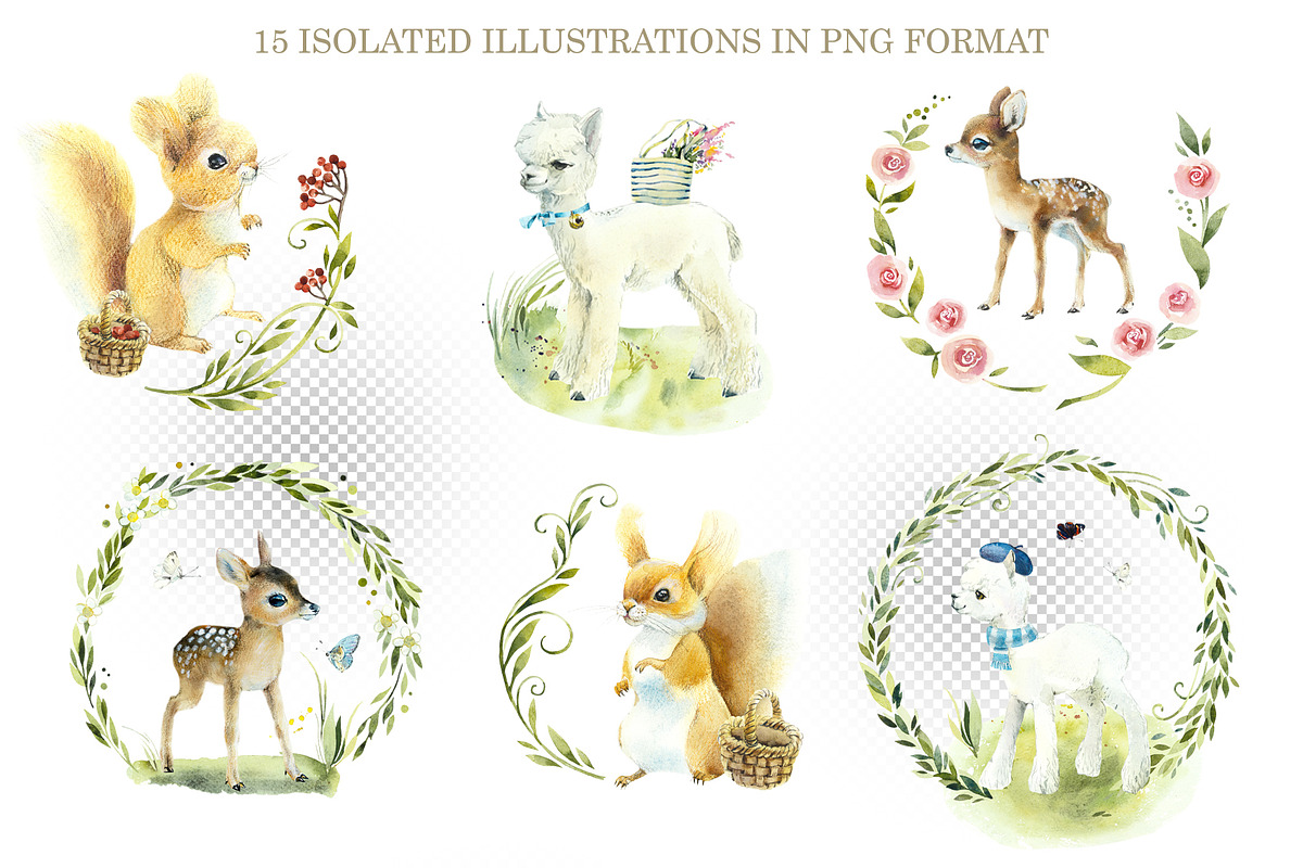Watercolor Compositions Animals, an Animal Illustration by Budogoshch (Photo 2 of 6)