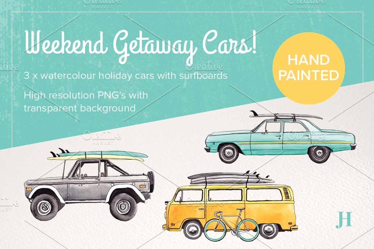 Watercolour Holiday Cars, an Illustration by Journal Haven (Photo 1 of 3)