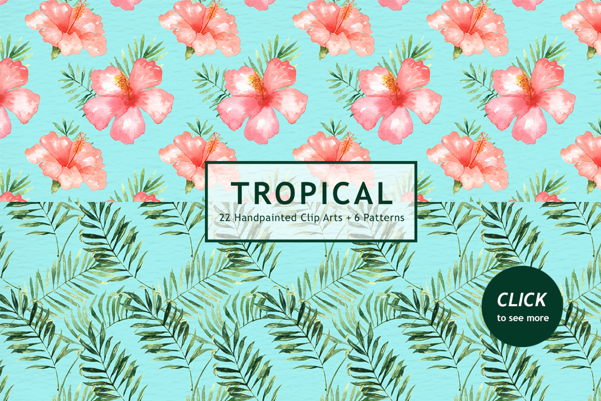 Tropical Leaves Watercolor Clipart, a Decorative Illustration by everysunsun (Photo 6 of 6)
