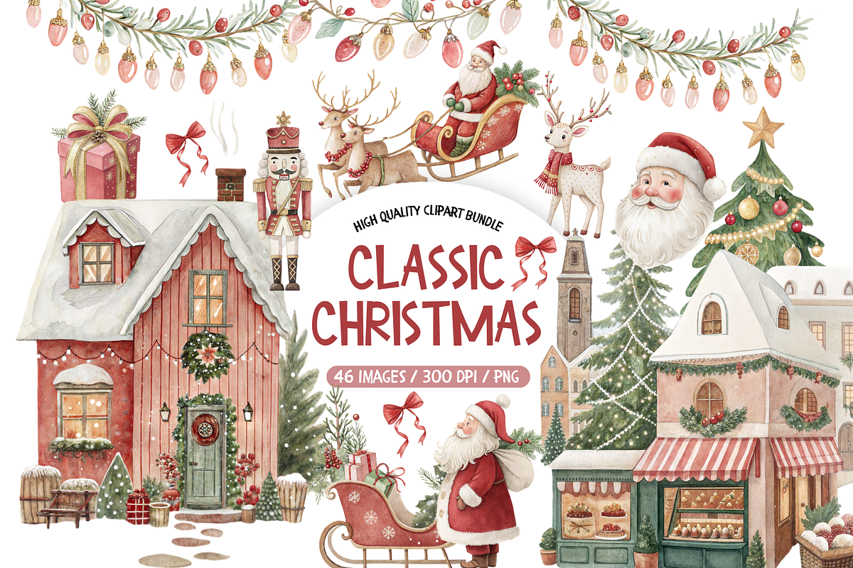Classic Christmas Watercolor Set, an Illustration by TatiMockup (Photo 1 of 7)