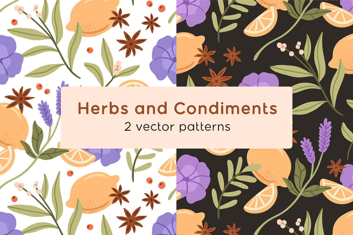 Herbs, flowers seamless patterns, a Pattern Graphic by Good Studio (Photo 1 of 6)