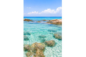 Pristine tropical beach with clear, a Nature Photo by Lermont51