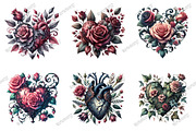 Gothic Floral Heart Clipart, an Illustration by designcity5 (Thumbnail 3 of 5)