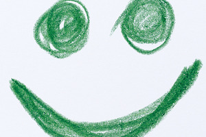 A smile drawn with a black pencil on a white background, an Abstract Photo by ndanko