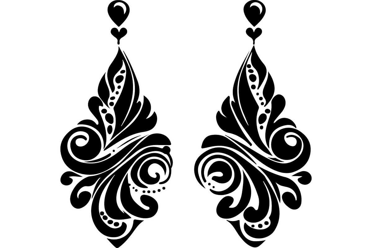 Black Ornamental Earrings SVG Set, an Object Graphic by jahid234 (Photo 12 of 13)