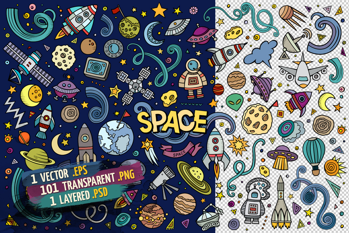 Space Objects & Elements Set, an Object Graphic by BALABOLKA (Photo 2 of 4)