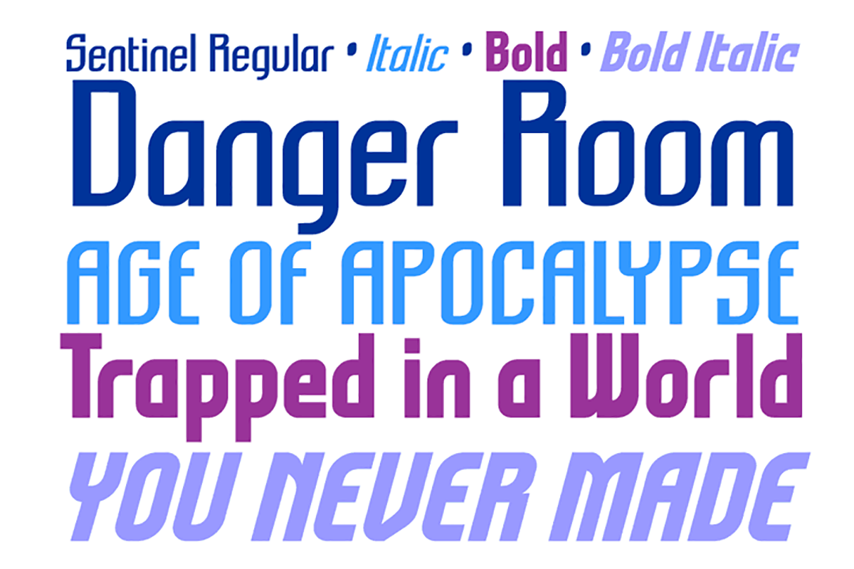 Sentinel - bold comic book logo font preview 2