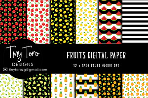 Fruits Digital Paper Pack, a Pattern Graphic by TinyToro Designs
