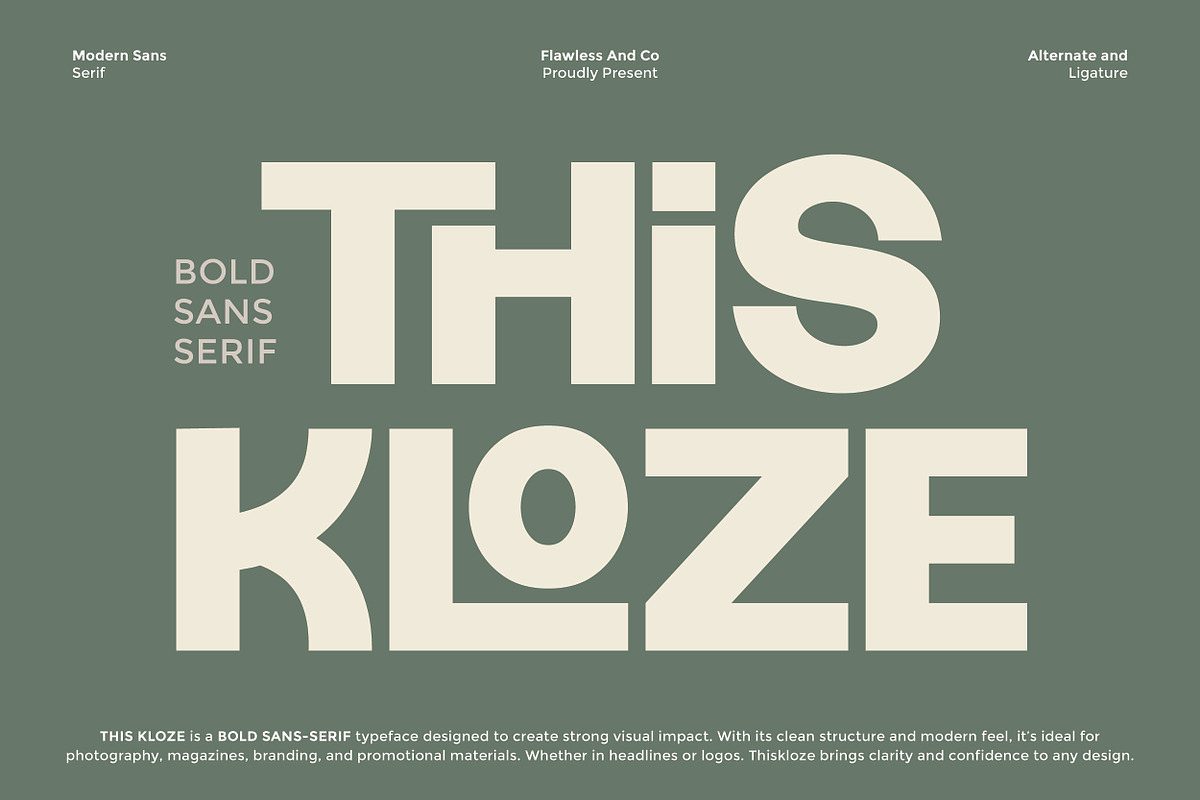 Thiskloze - Bold Sans Serif Font, a Sans Serif Font by Flawless And Co (Photo 1 of 10)