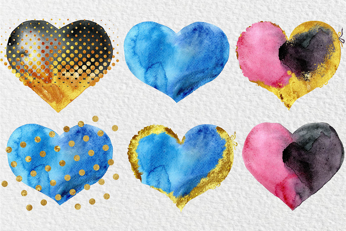 Watercolor hearts, an Object Illustration by Watercolor fantasy (Photo 3 of 5)