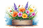 Wildflowers In Wooden Box Clipart Ki, an Illustration by hafijul (Thumbnail 8 of 14)