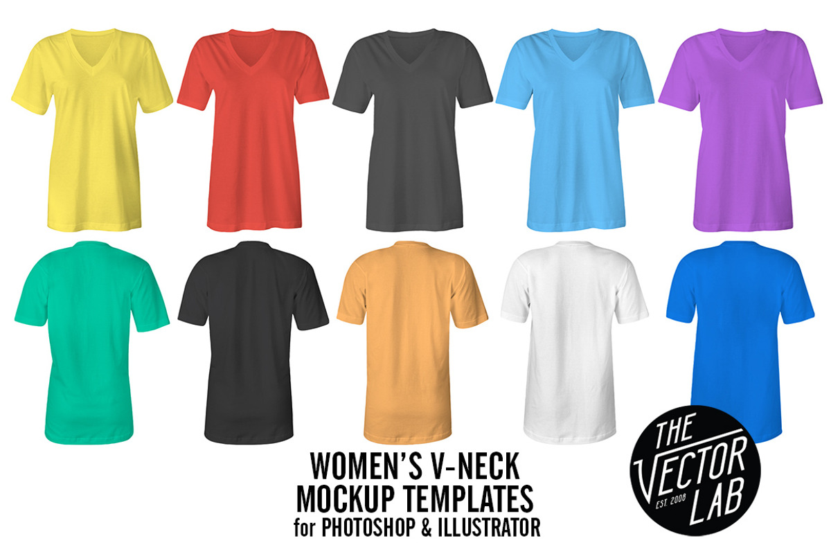 Women's V-Neck Mockup Templates, a Shirt Mockup by TheVectorLab (Photo 3 of 3)
