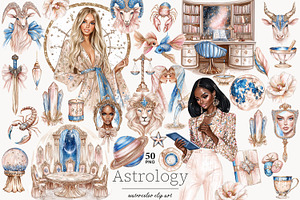 Zodiac Sign Clipart Set Celestial, a Person Illustration by GlamArtZhanna