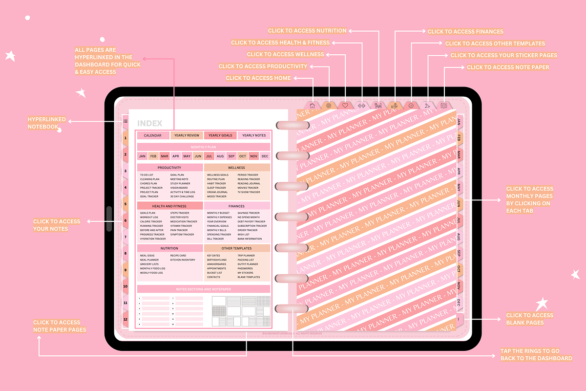 Pastel Digital Planner Mega Bundle, a Templates & Theme by SunshineStudioBoutique (Photo 6 of 11)