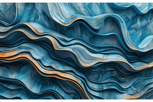 Gold and Blue Wavy Background, an Illustration by BazziBa♥