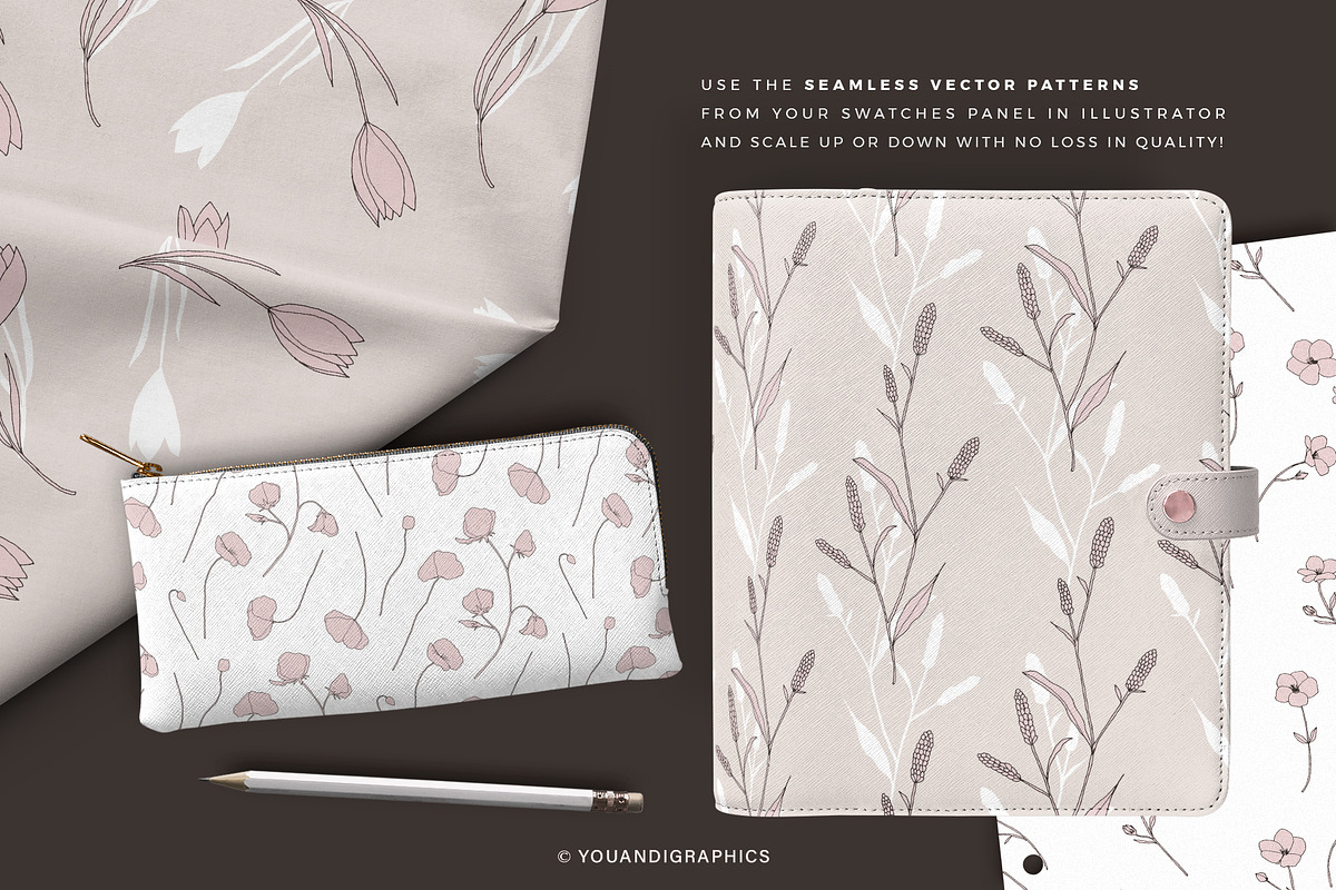 Dainty Floral Patterns Elements, a Pattern Graphic by Youandigraphics (Photo 6 of 17)