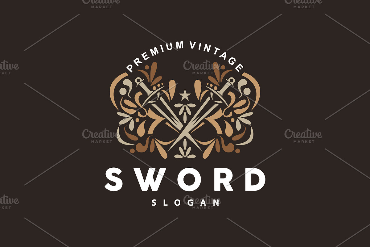 Sword Logo, Fighter War Weapon Retro, a Branding & Logo Template by Maylianaw28