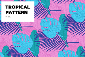 Pink tropical seamless pattern