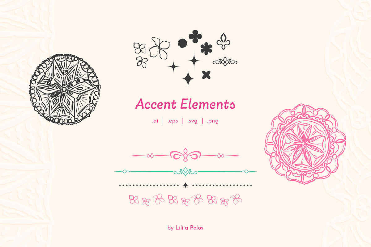 Quirky Lace — Frames & Borders, a Decorative Illustration by Liliia Polos Illustration (Photo 6 of 10)