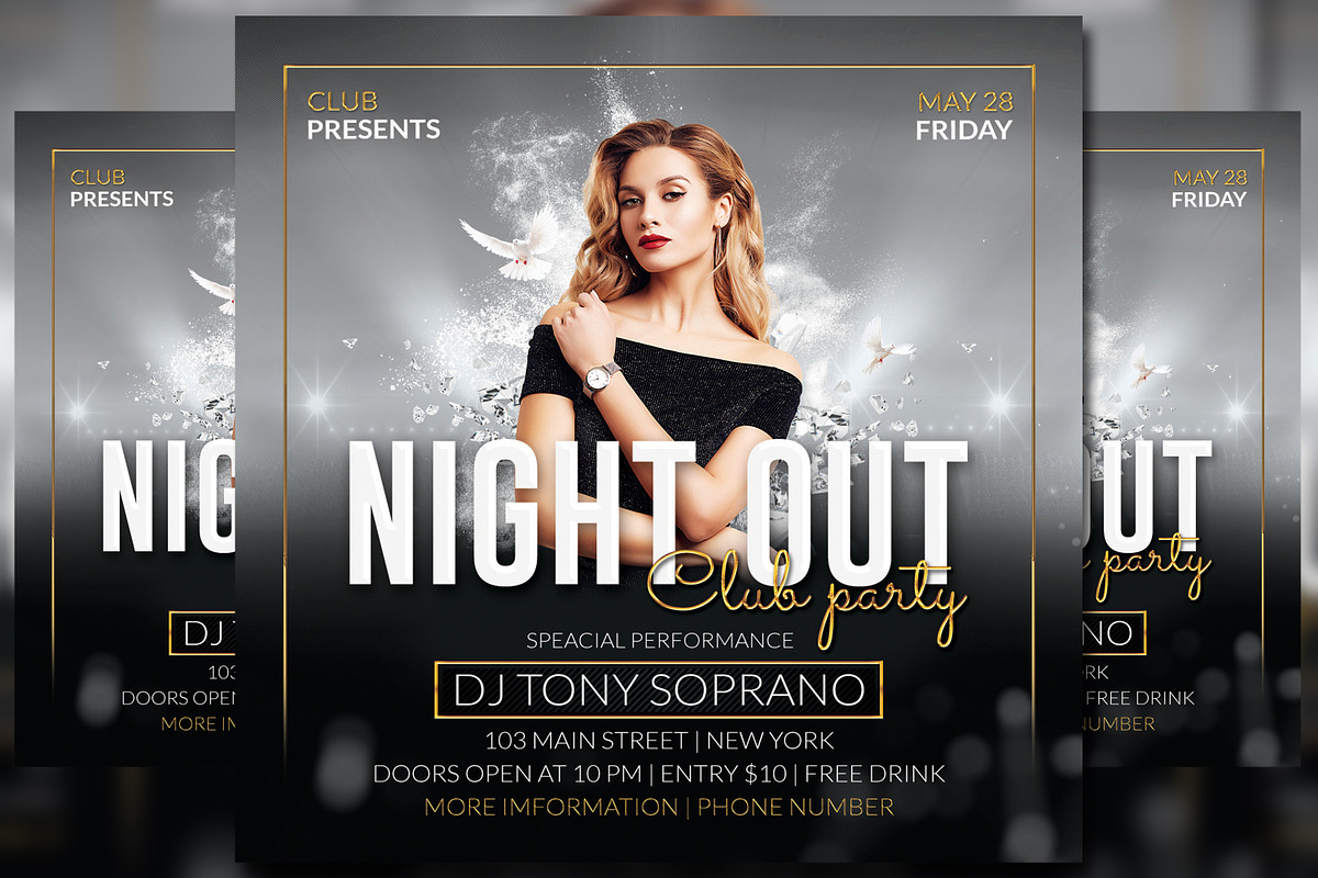 Party Flyer Template, a Flyer Template by UP Studio (Photo 1 of 6)
