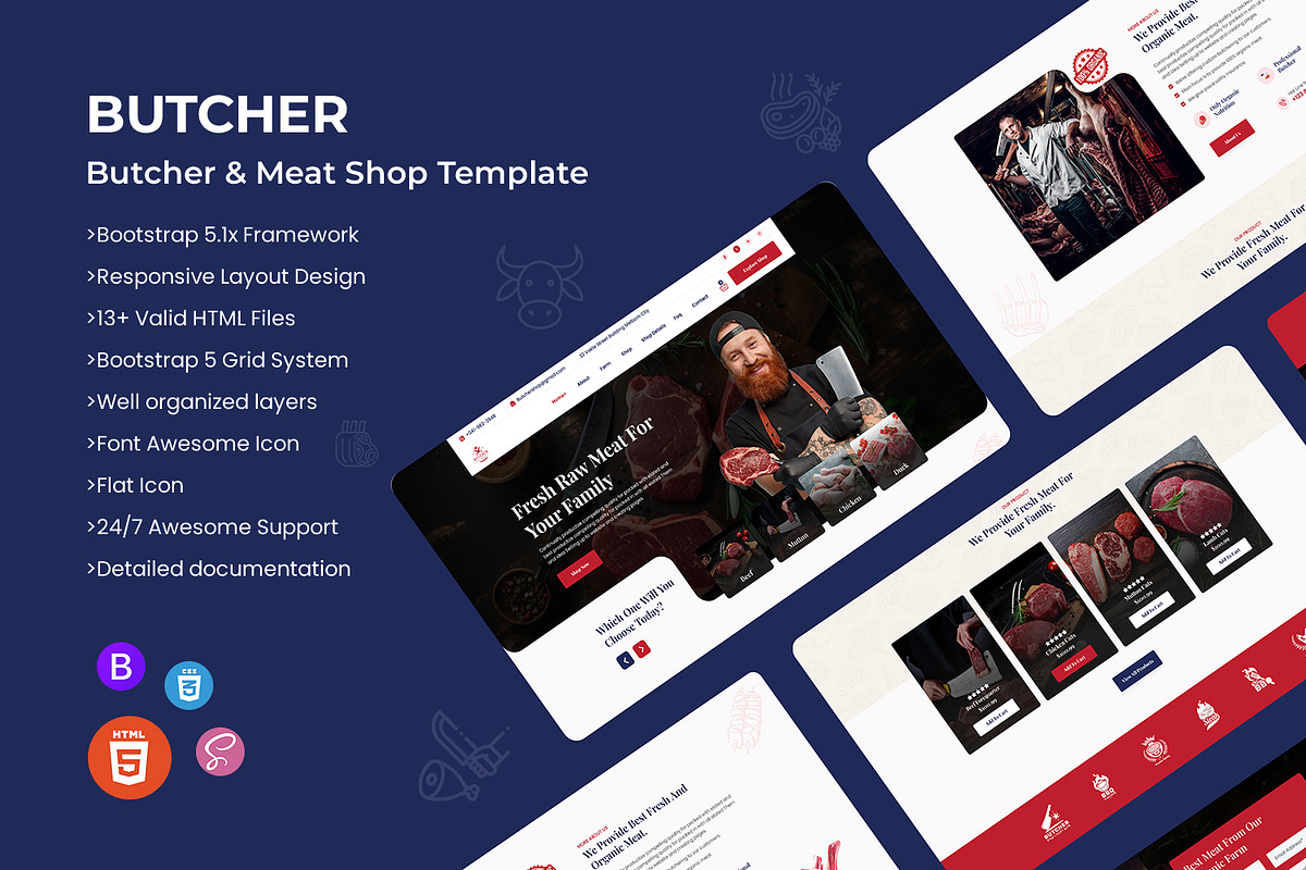 Butcher and meat shop template, a Bootstrap Template by CodexCoder Themes