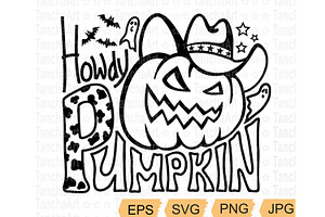 Halloween Pumpkin Cowboy Howdy SVG