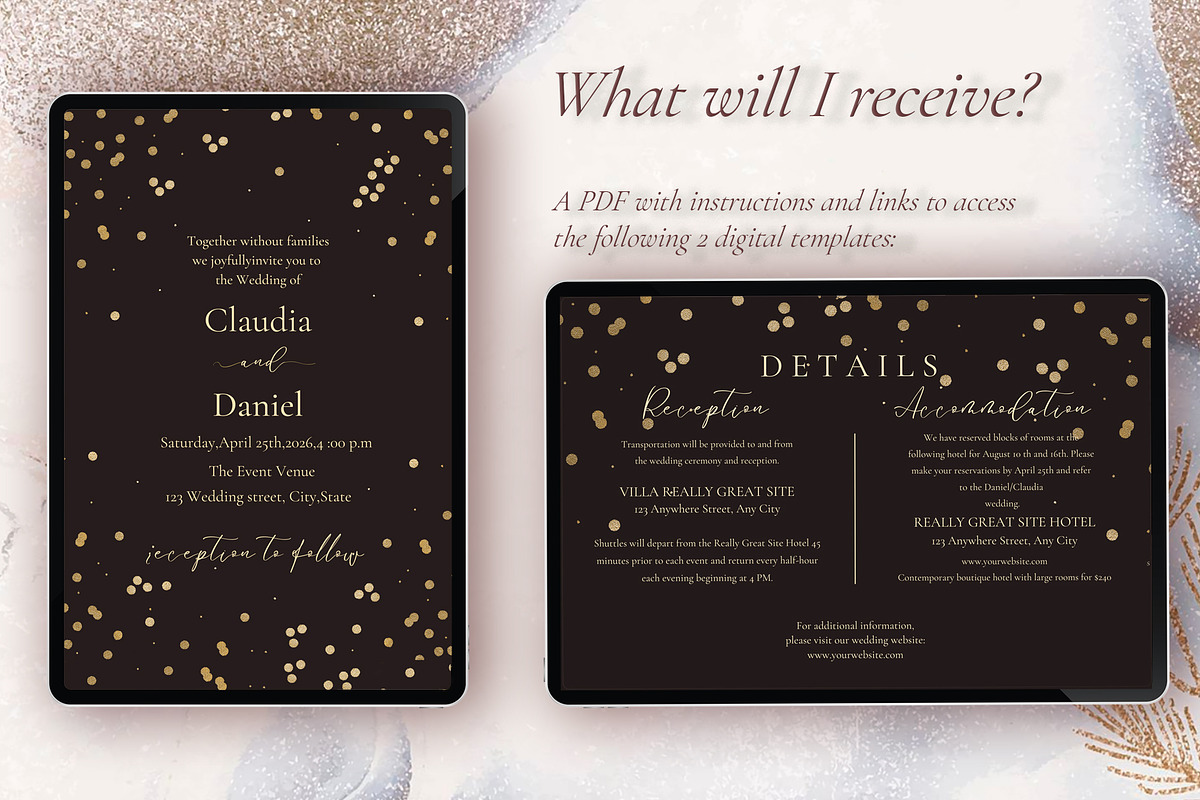 Canva **Elegant Wedding Invitation, an Invitation Template by ElladesignCo (Photo 3 of 5)