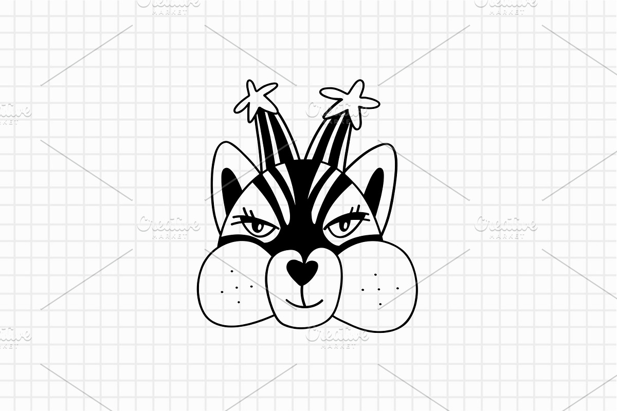 Christmas Mask Hand Drawn Set, an Animal Illustration by Art's and patterns (Photo 5 of 11)