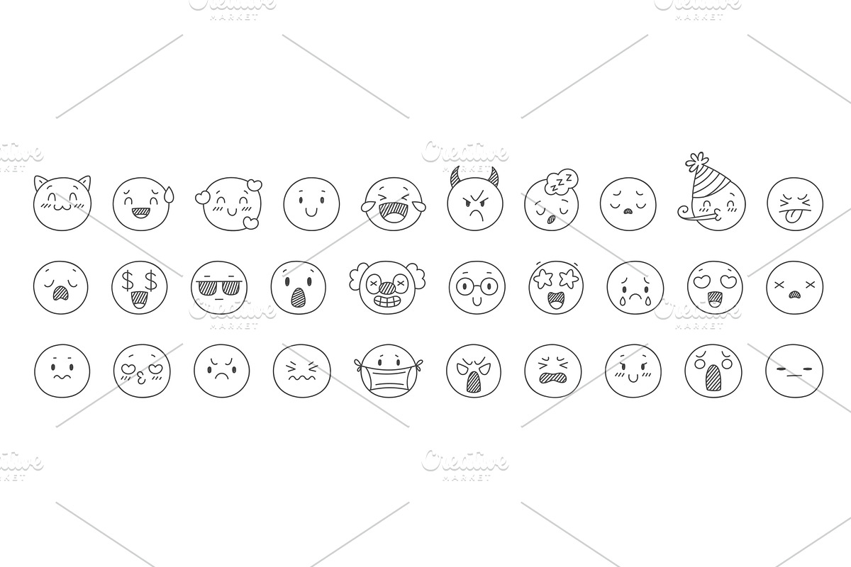 Hand drawn emoji. Doodle style round, a Person Illustration by YummyBuum