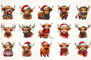 Cute Christmas Highland Cow Clipart, an Illustration by Libby Wishes (Thumbnail 2 of 7)