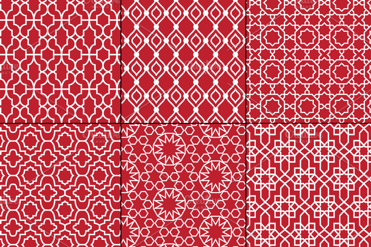 Seamless Red Moroccan Patterns preview 4