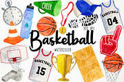 Watercolor Basketball Clipart, Sport, a Sport Illustration by Paulaparaula (Thumbnail 1 of 3)