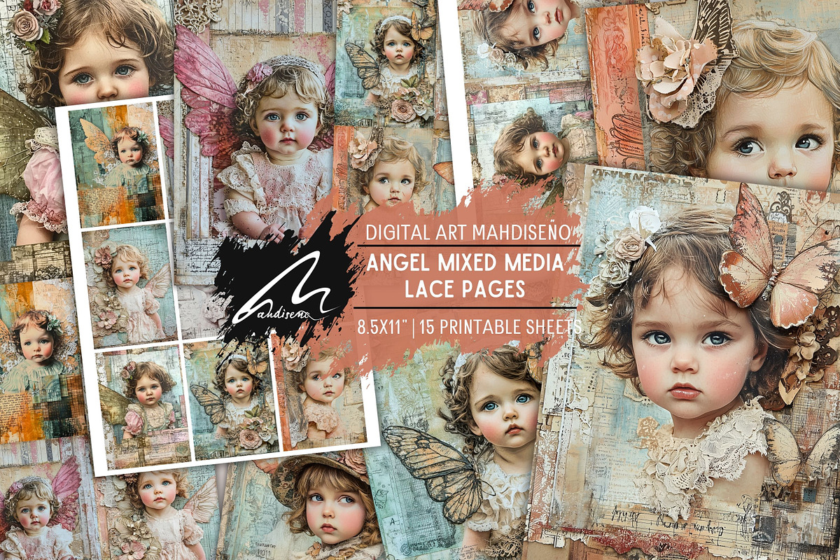 Cute Angel Lace Pages, Mixed Media, a Person Illustration by Digital Art Mahdiseño (Photo 1 of 10)