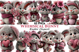 Whimsical Easter Bunny Clipart, an Illustration by Pixels.Craft