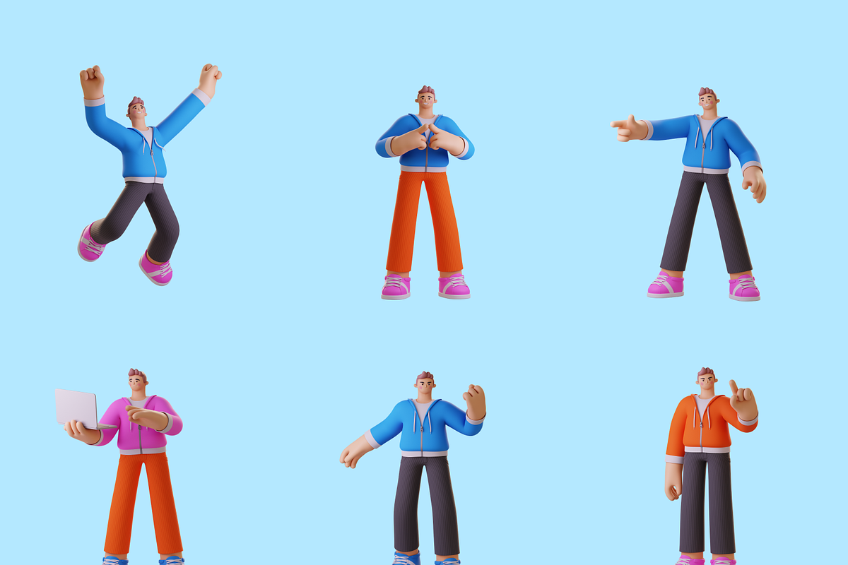 Ponty Student 3D Character Set, a Characters & Person 3D Model by Welovegraphics (Photo 5 of 9)