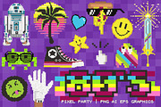 80's Pixel Party Gamer Clip Art Set, an Education Illustration by Dapper Dudell (Thumbnail 1 of 3)