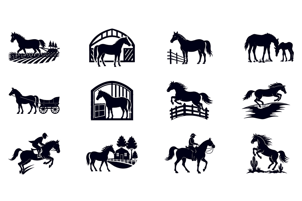 Horse Silhouettes Bundle, an Illustration by Creative_View (Photo 3 of 4)