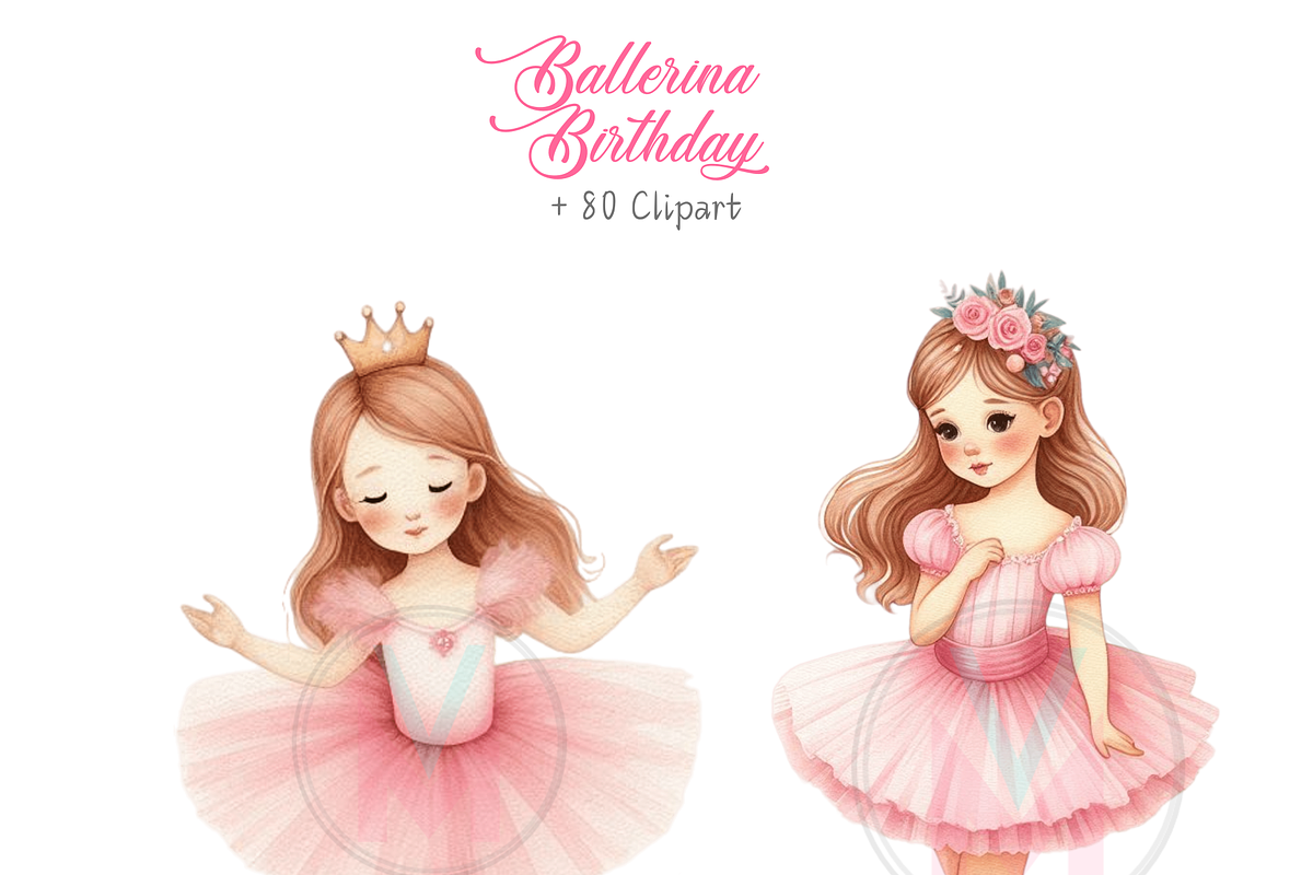 Watercolo Ballerina Clipart PNG Pink, a Person Illustration by VM PARTYS  BY TAIRUMA (Photo 5 of 10)