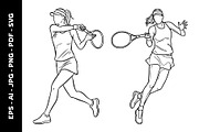Woman Playing Tennis Line Art, an Object Graphic by nandinigraphics (Thumbnail 3 of 7)